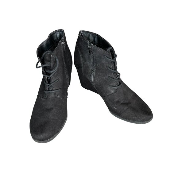 American Rag Womens Black Suede Wedge Ankle Boots Size 11 - Picture 1 of 7